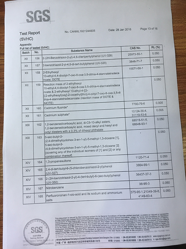 硅胶材料检测报告